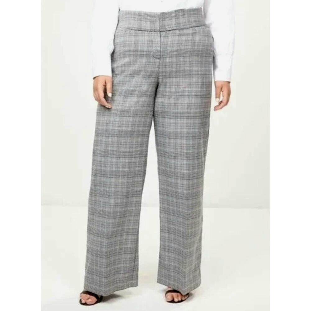 Lane Bryant Plus Size Allie Plaid Tailored Stretch Wide Leg Pant - Sz 16